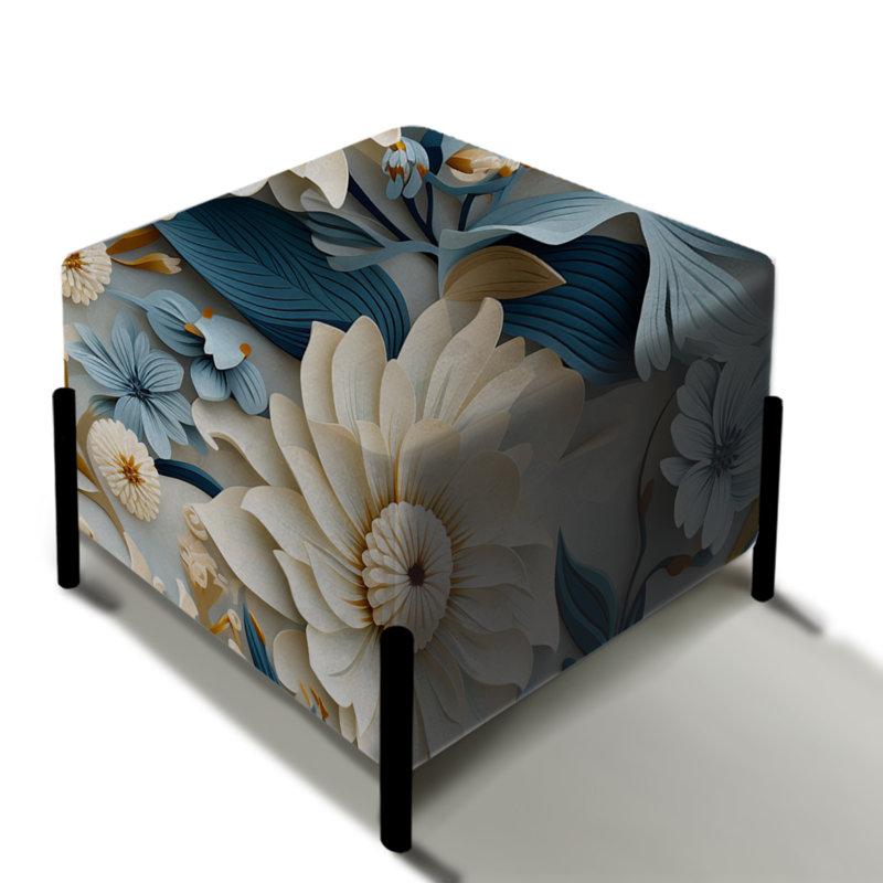 Repose-pieds carré floral Dahlia