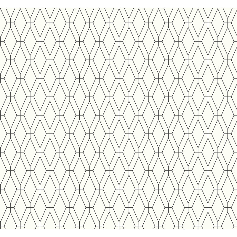 Rouleau de papier peint à motif de treillis à losanges Chilhowee L 27 pi x l 27 po, Noir