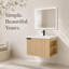 Ensemble de meuble-lavabo 24 po avec lavabo en céramique, armoire de rangement à finition chêne avec portes à fermeture en douceur, ensemble de meuble-lavabo compact pour petite salle de bain