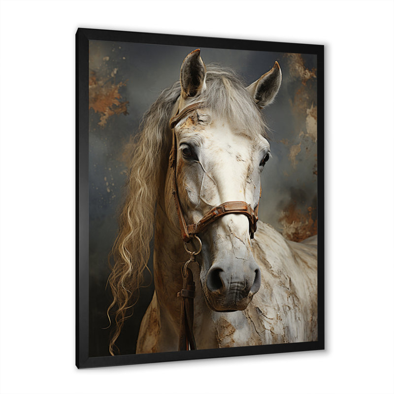 Lasaundra White Horse, Cadre simple noir, H 20 po x l 12 po x P 1 po