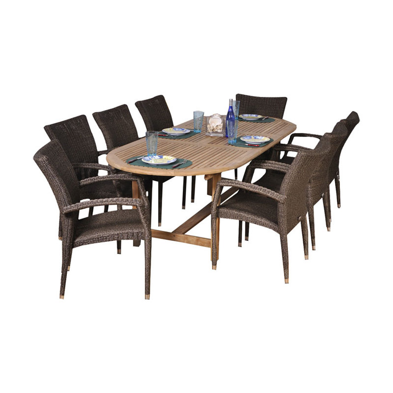 Ensemble repas 9 pièces en teck Anautica