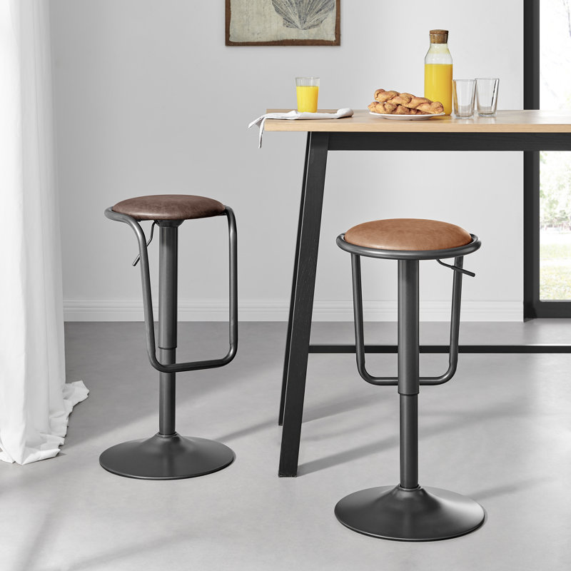 Jethero Swivel Adjustable Height Bar Stools, Dark Brown