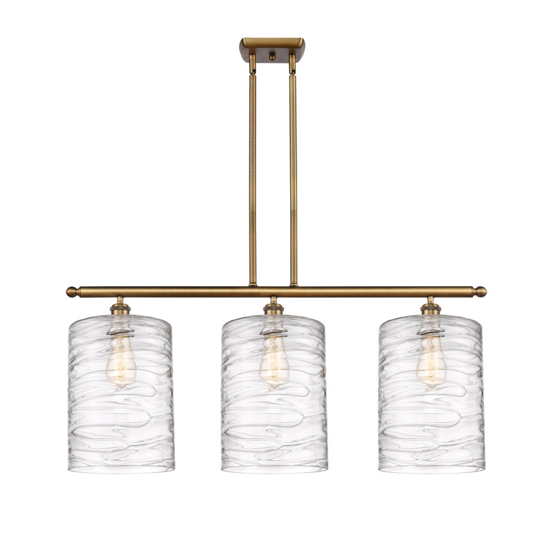 Luminaire suspendu tambour 3 lumières Dublin, Tourbillon déco, Laiton brossé