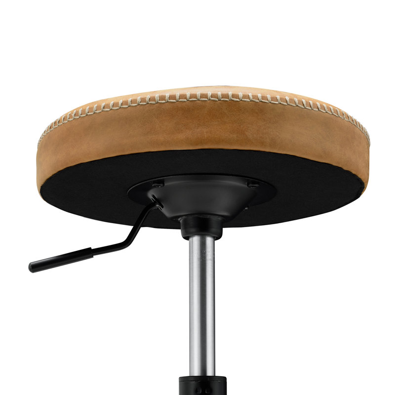 Petrone Upholstered Adjustable Height Counter Stool with Metal Frame, Vintage Cedar