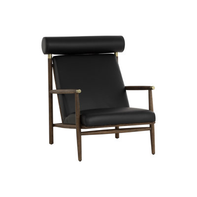 Méridienne en cuir véritable à grain divisé de 33,5 po de large Vineeth - Noir