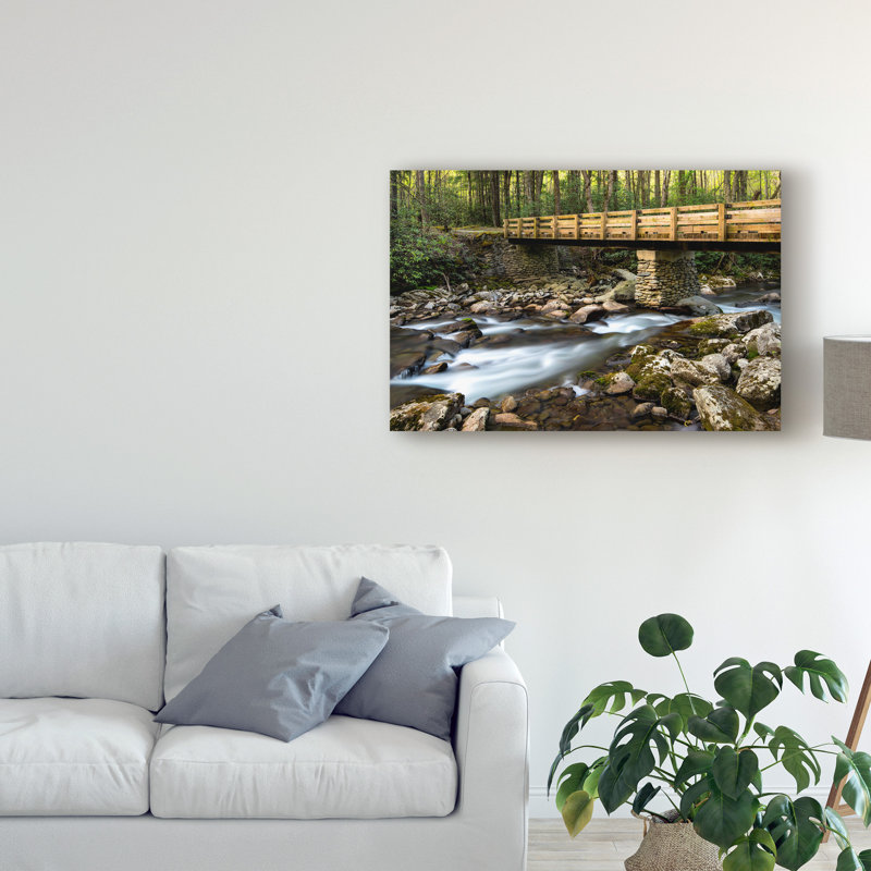 «Bridge and Cascade I», reproduction de photo sur toile tendue, H 12 po x l 19 po x P 2 po
