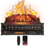 Shrum 26" WiFi Infrared Quartz Electric Fireplace with Sound Crackling, Realistic Pinewood Logs, Timer, 1500W