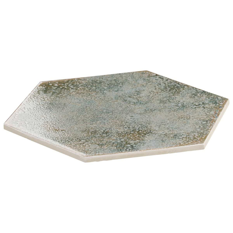 Kalay 9" Hexagon Polished Porcelain Tile, Green