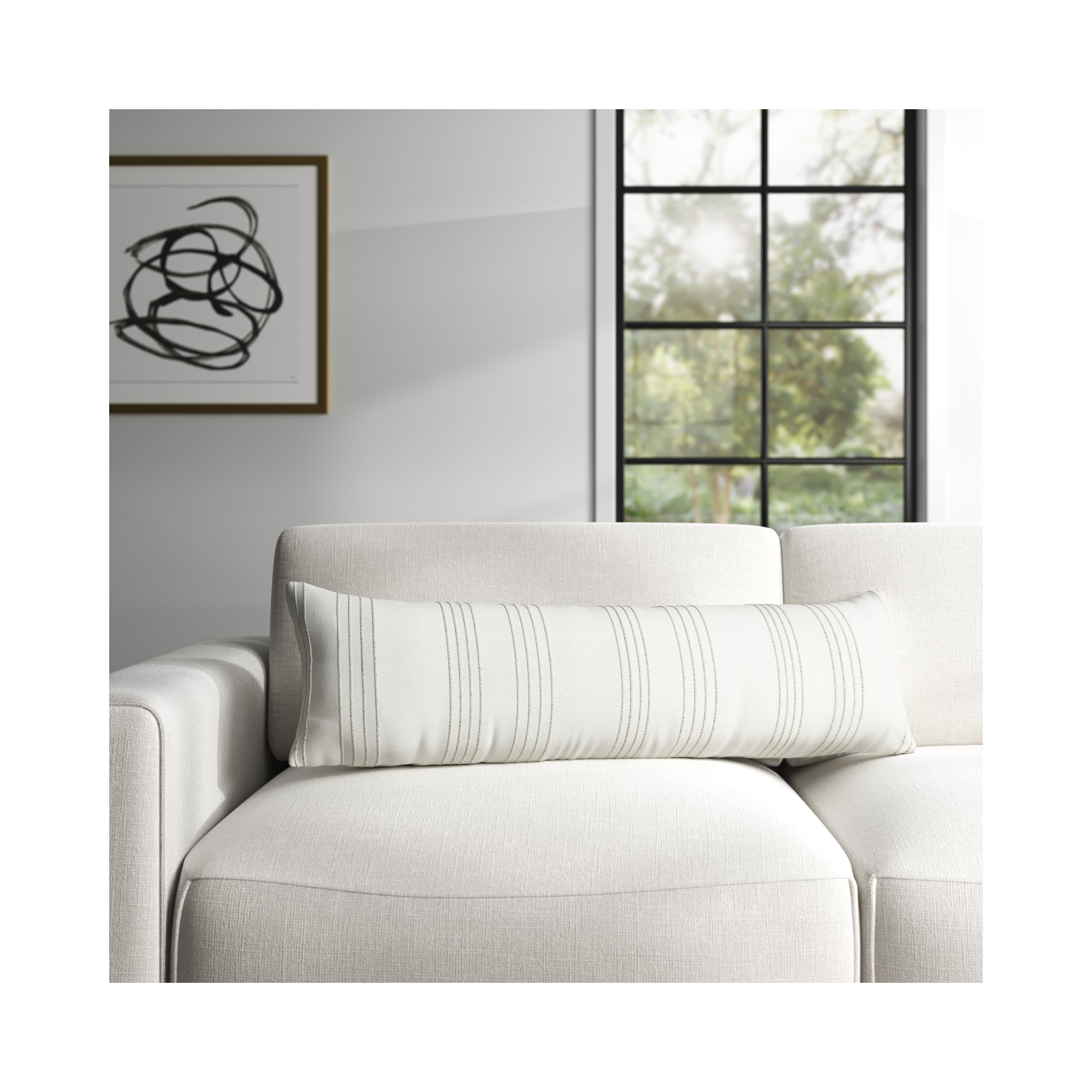 Fez Striped Cotton Lumbar Throw Pillow