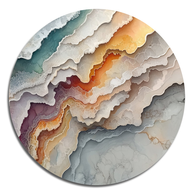 Éternelle balance de marbre dans les tons de terre II - reproduction d'art moderne en métal beige, H 36 po x l 36 po