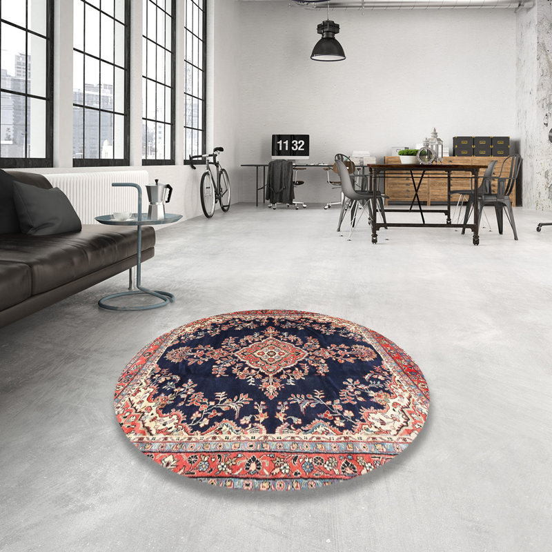 Tapis oriental noir / rouge, Rond 7 pi
