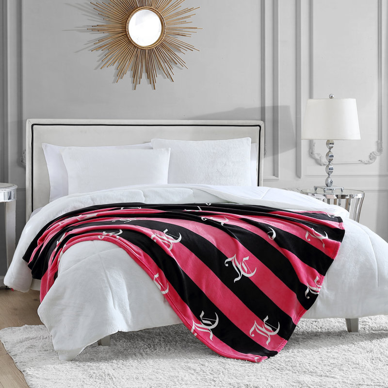  Juicy Couture Cabana Plush Blankets, Hot Pink, Throw