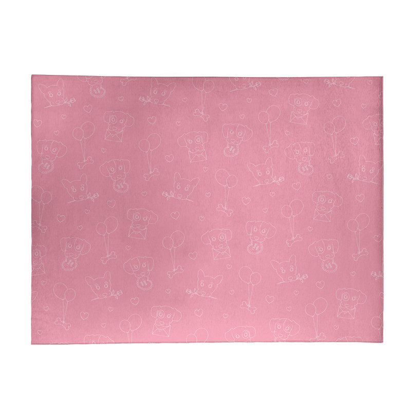 Tapis zone rose fait main, Rectangle 9 pi x 12 pi