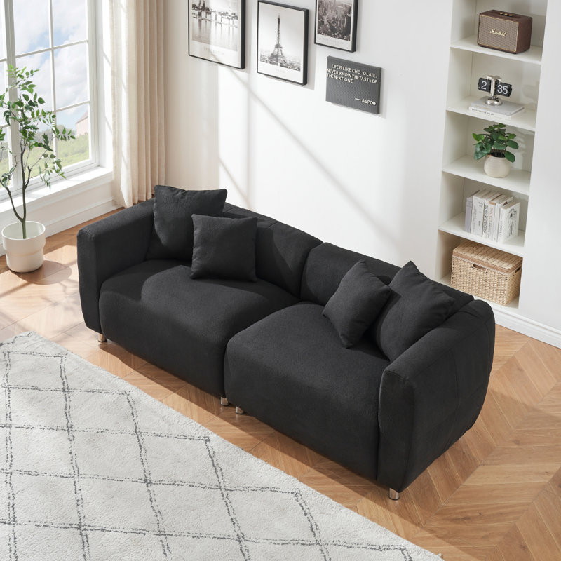 Olimpiu Upholstered 89.98'' Sofa, Black Polyester Blend
