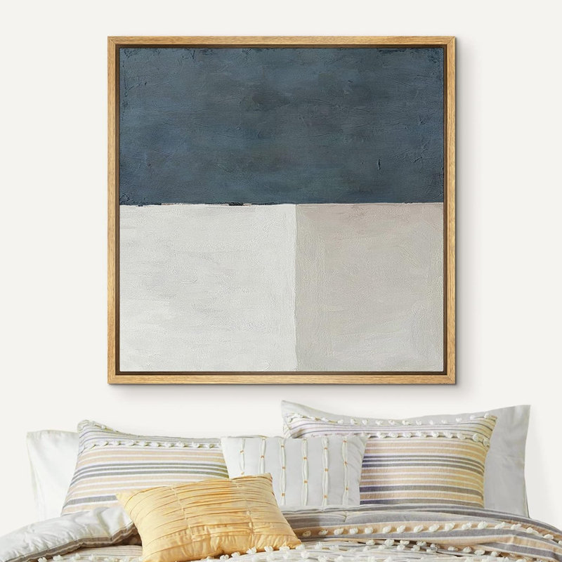 «Grunge Teal Gray Color Block», reproduction d'art sur toile, Toile naturelle, H 24 po x l 24 po