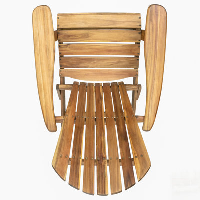 Folding Adirondack Chair For Patio & Garden, Foldable Design With Slatted Back, Wide Armrests, And Teak Finish For Outdoor Relaxation