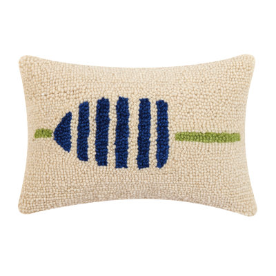 Navy Stripe Buoy Wool Hook Pillow