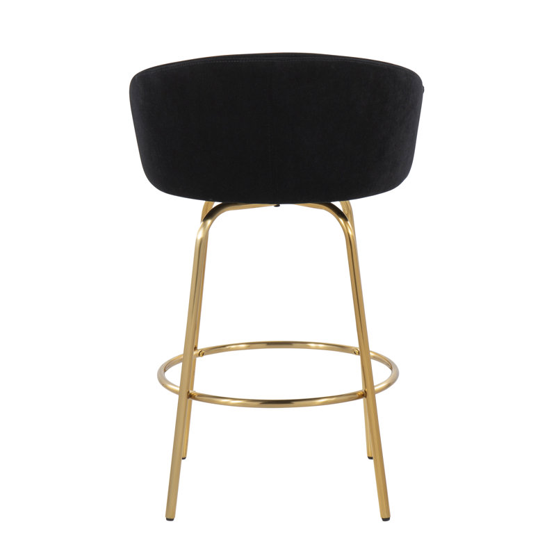 Lakyia Swivel Upholstered Counter Stool with Metal Frame, Black