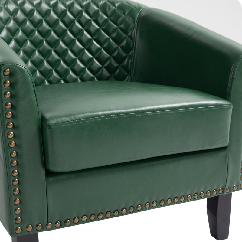 Fauteuil demi-tonneau Emberly, Similicuir vert