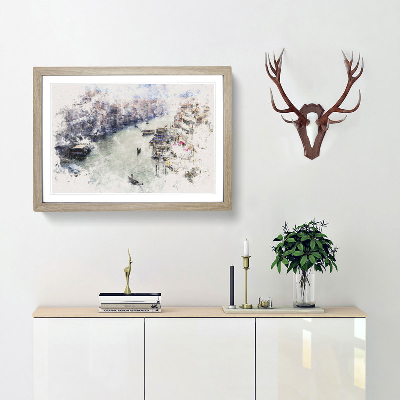 Grand Canal in Venice Italy - Picture Frame Painting Print, Oak Framed, 62cm H x 87cm W x 2cm D