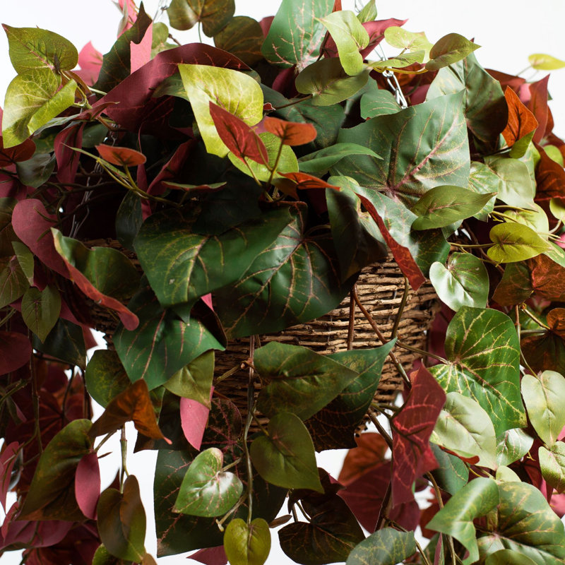 40'' Faux Pothos Plant in Wicker Basket