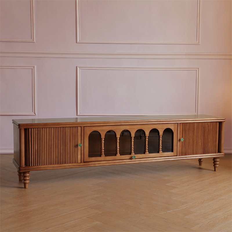 Meuble télé de style médiéval, Brun, 86.61"