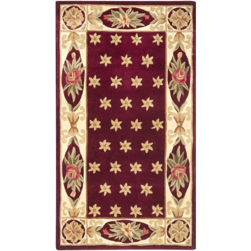 Lenora Hand Tufted Wool Pile Floral Rug, Rectangle 6' x 9'