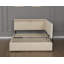 Structure de lit double tapissier pleine grandeur avec 2 tiroirs de rangement, lumière DEL et ports USB, bois massif, sans sommier, beige-1762878350