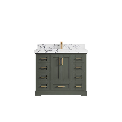 Meuble-lavabo simple 42 po avec plateau en quartz Boston