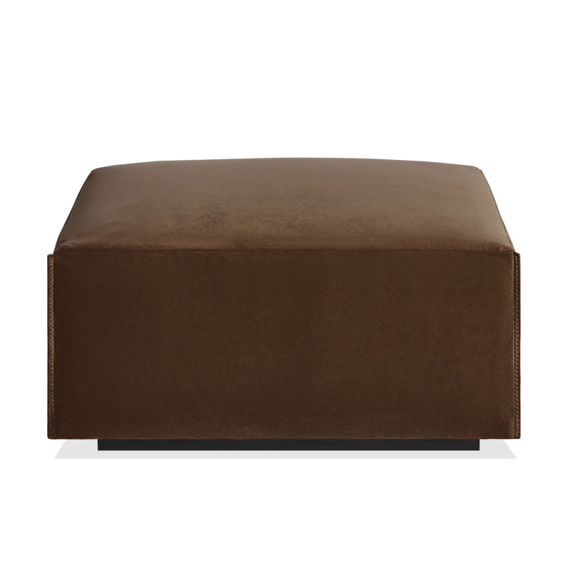 Cleon Ottoman, Coffee Velvet Polyester Blend