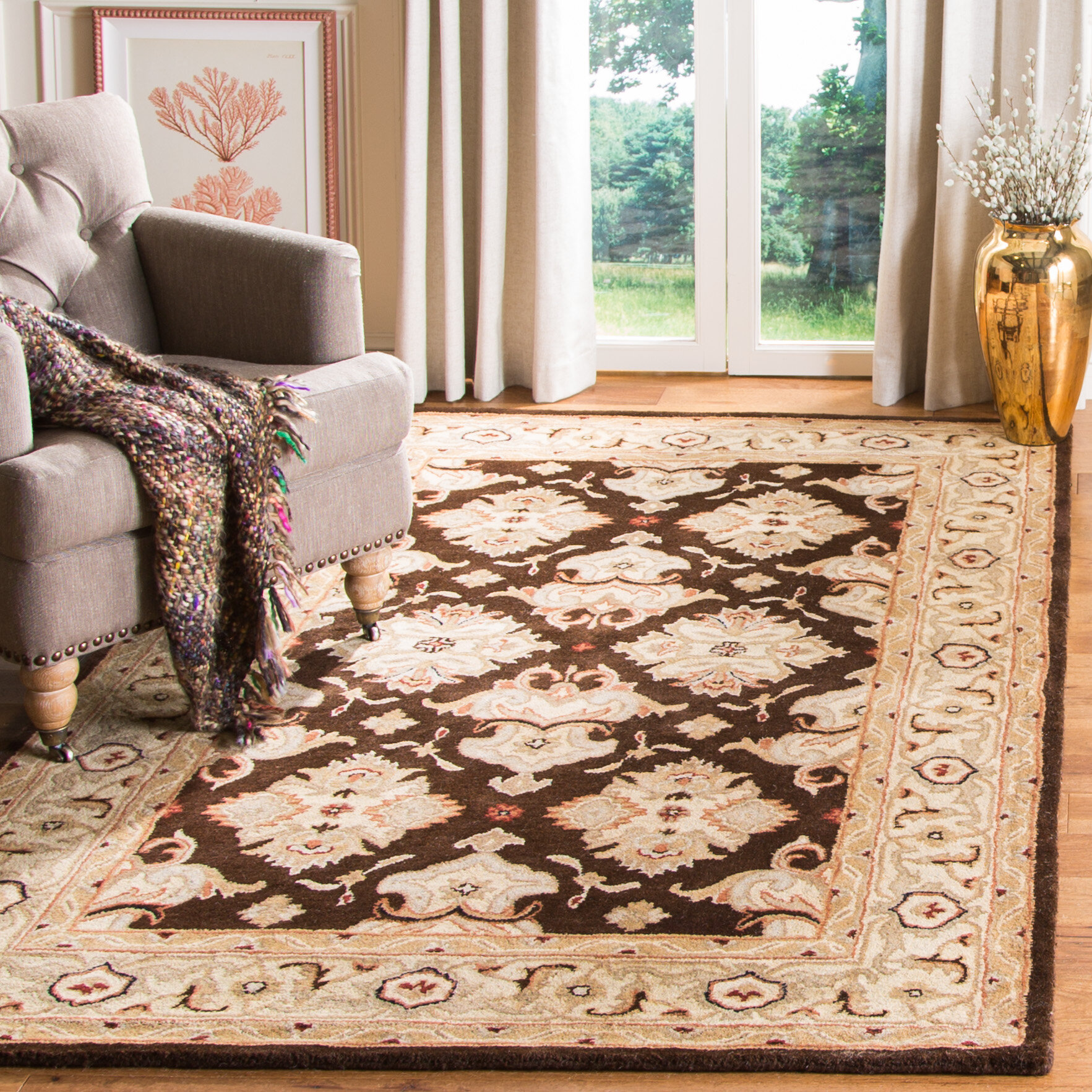 Alegre Bordered Power Loomed Tan Indoor/Outdoor Rug Gracie Oaks Rug Size: Rectangle 9'6 x 12