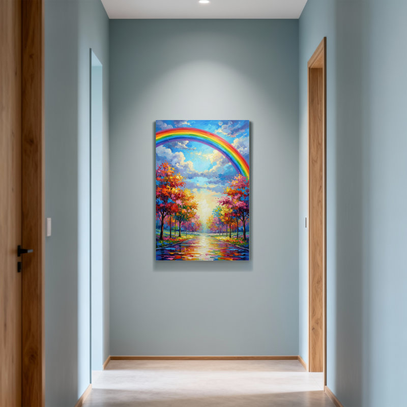 «Landscape & Nature Rainbow Sky Trees Path», impression de paysage coloré, H 48 po x l 32 po