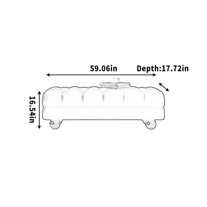 Simple aire de repos pour vestiaire, H 16,54 po x l 59,06 po x P 17,72 po