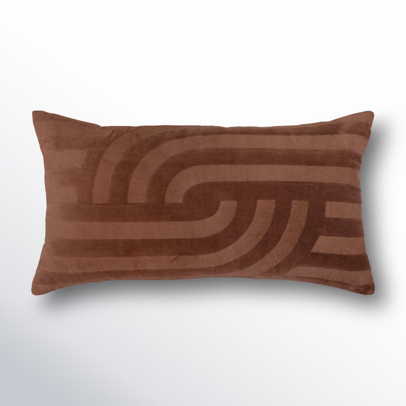 Terrah Embroidered Cotton Lumbar Throw Pillow, Cocoa Brown