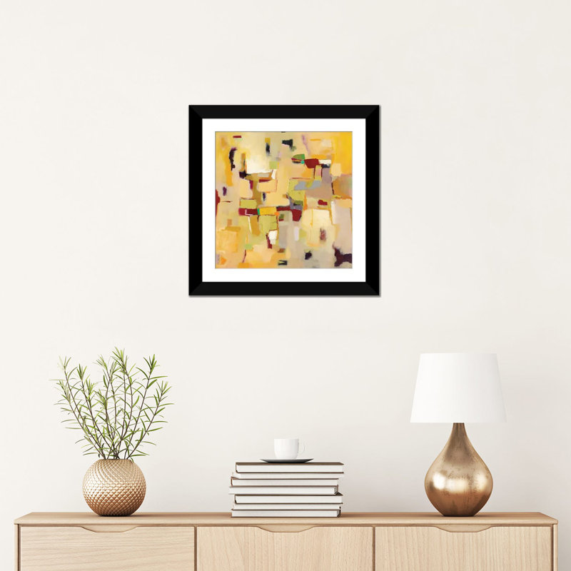 « automne lueur », impression sur toile, Papier d'art encadré noir, Pas de tapis, H 26 po x l 26 po x P 1 po