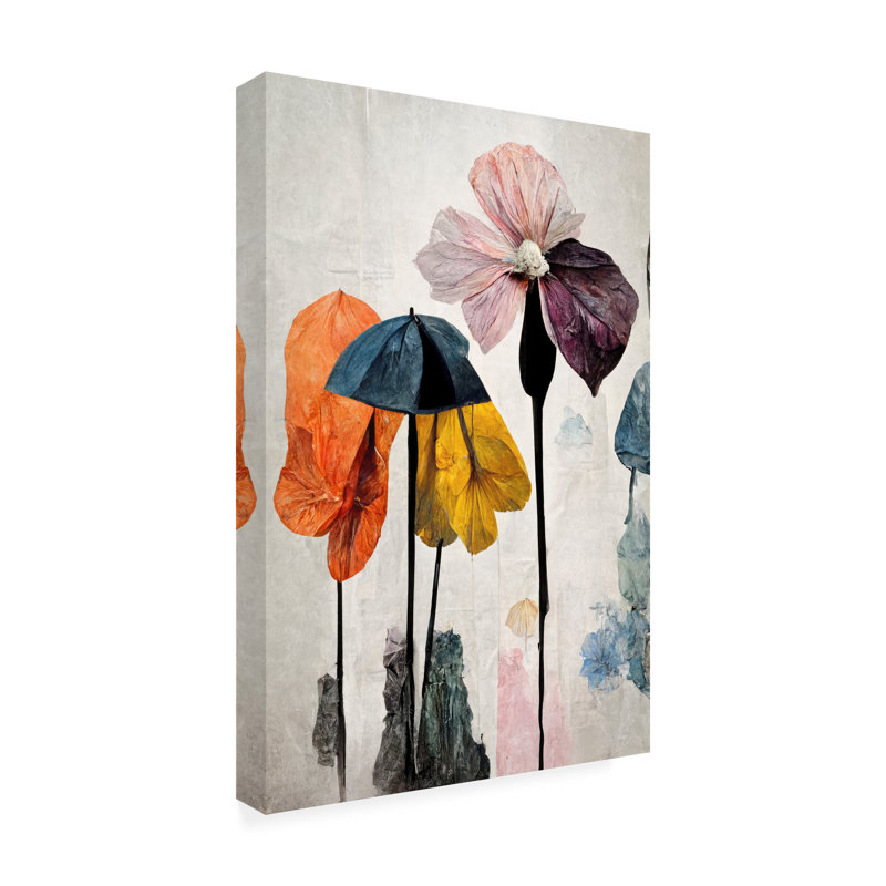 «Bolologia parasol fleurs no2» sur toile, H 47 po x l 30 po x P 2 po