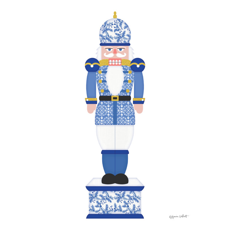 Blue & White Nutcracker I, H 18 po x l 12 po x P 1,25 po