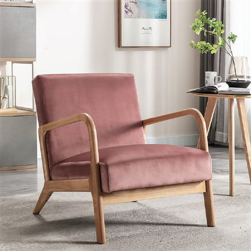 Chaise rembourrée en microfibre de style rétro, Velours rose