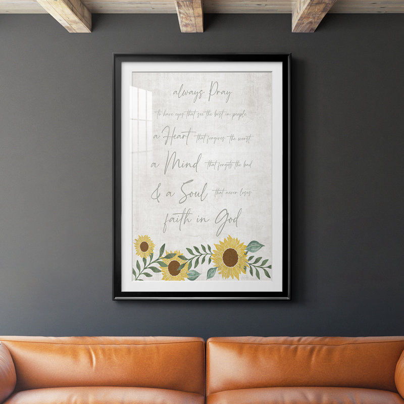 «Always Pray», reproduction encadrée de qualité supérieure - prête à être accrochée, H 36,5 po x l 26,5 po x P 1 po, Noir