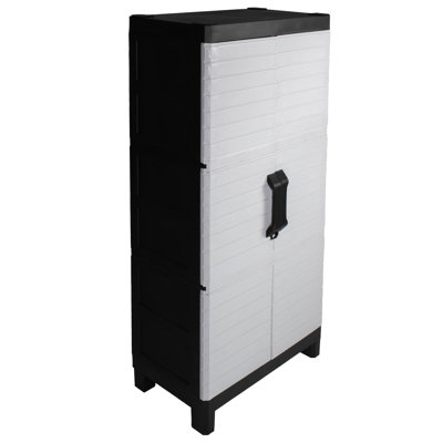 Armoire de rangement 57 po de haut à 3 tablettes en noir / gris