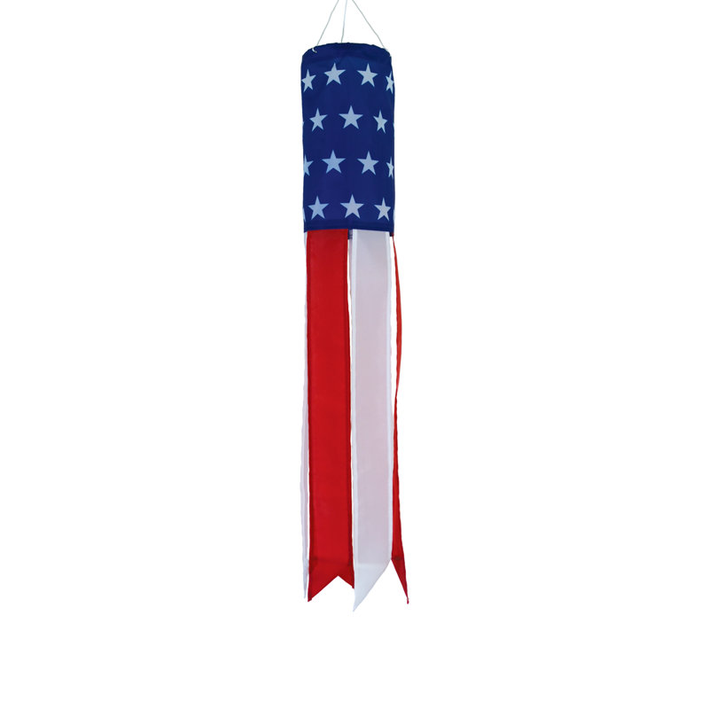Manche à air à imprimé brodé US Stars and Stripes, H 24 po x l 4 po, Bleu