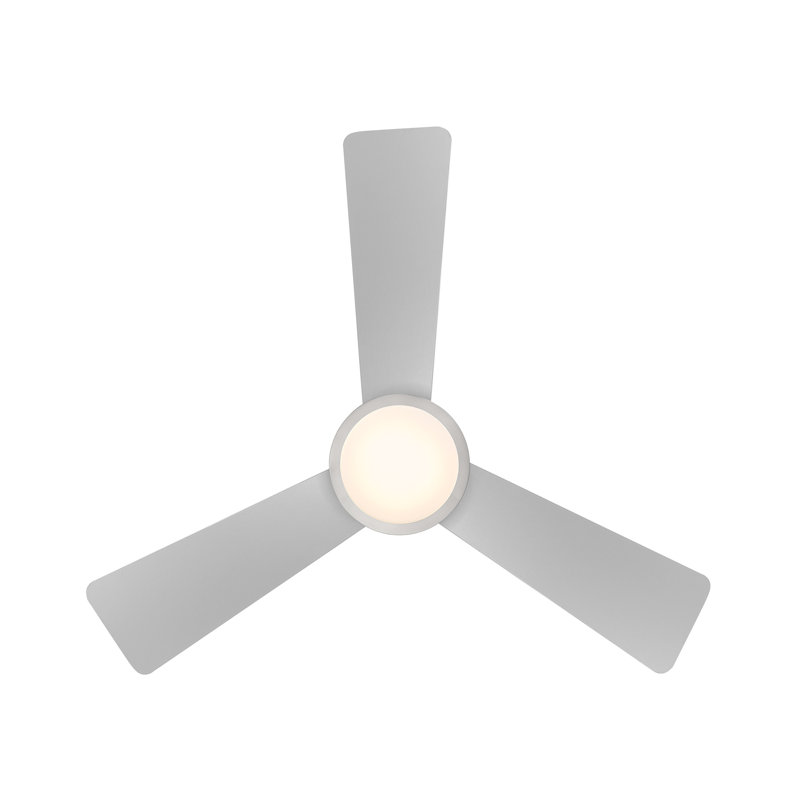 Hug 44" 3-Blade Pull Chain Flush Mount Ceiling Fan With 2700K-3000K-4000K-5000K Selectable LED Light Kit, Titanium Silver