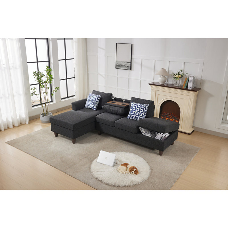 Unités de rangement cachées et coussins décoratifs assortis pour maisons modernes, Noir/gris