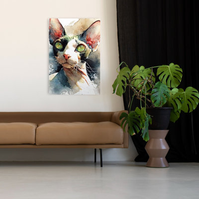 Impression d'art mural contemporain captivant «Sphynx» aux yeux verts