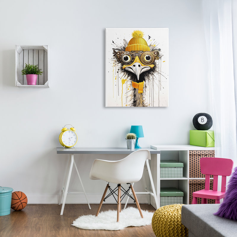 " Yellow Steampunk Emu ", 40" H x 30" W x 1.5" D