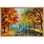 Impression de toile de paysage orange sur fond de feuilles de forêt d'automne orange pour le décor de chambre à coucher M03-104074591-104074592
