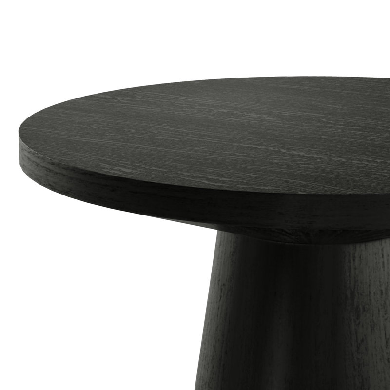 Astromeritis Round Solid Wood Base End Table, Black, 1