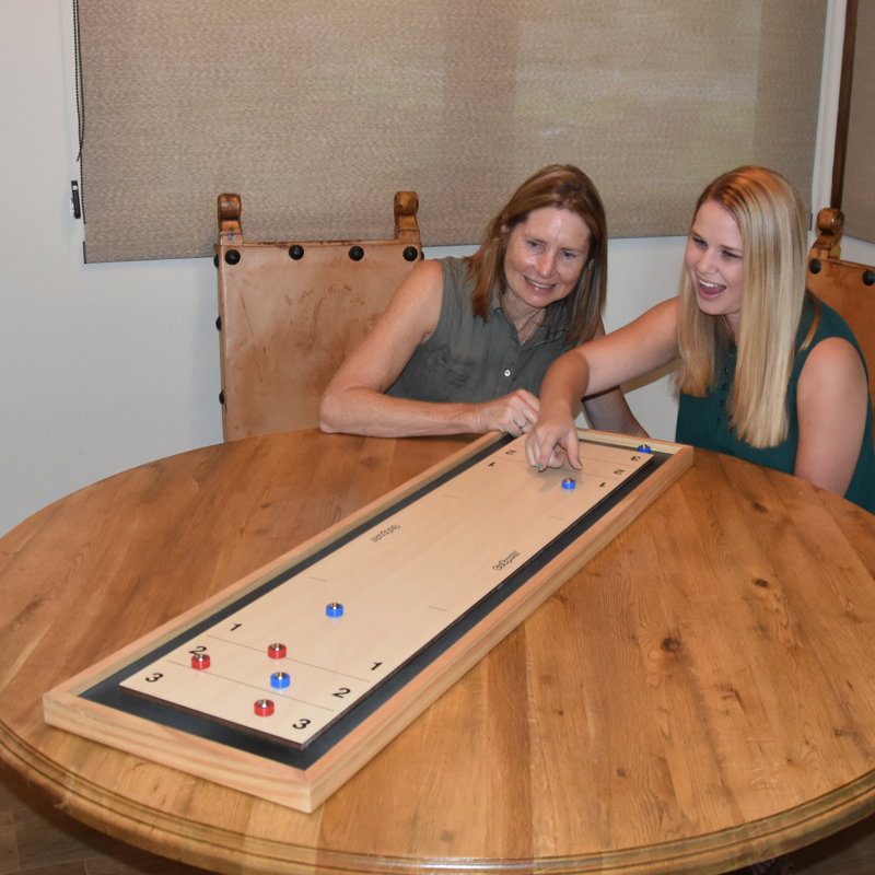 Solid Wood Double-Sided Shuffleboard and Curling Tabletop Game
