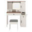 Ensemble de coiffeuse avec miroir lumineux coulissant Farmhouse, coiffeuse en verre avec station de charge, ensemble de meuble-lavabo 4 tiroirs 2 armoires avec tabouret-79513560