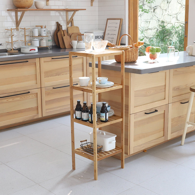 Étagère de coin autoportante en bambou H 43,3 po x l 14 po x P 11,8 po Liany